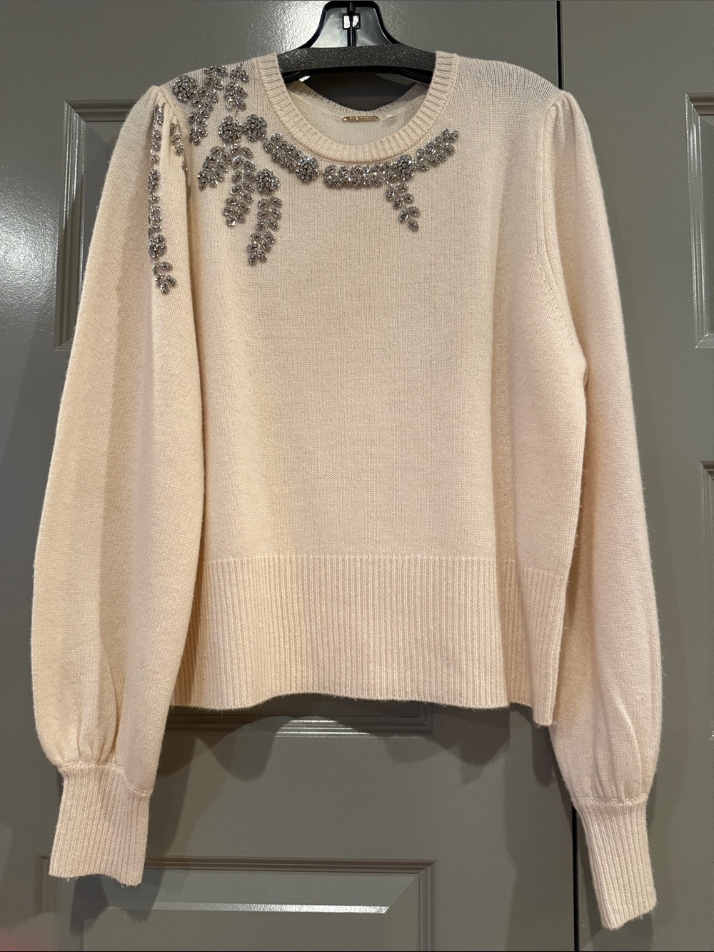 Beaded Embellished Cream Women's Sweater